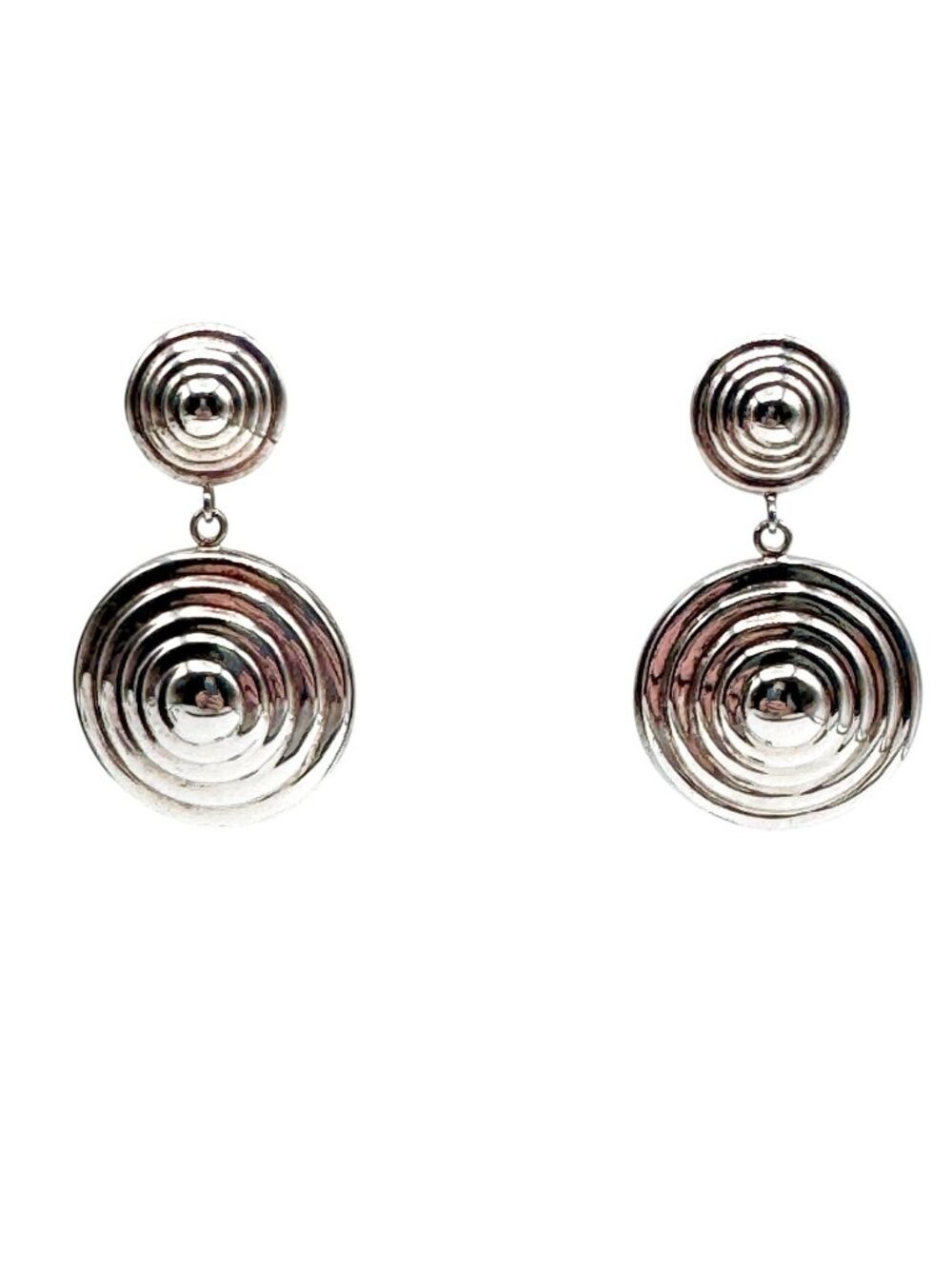 Modernist Concentric Circles Earrings 15g Sterling Silver Dangle Post Pierced